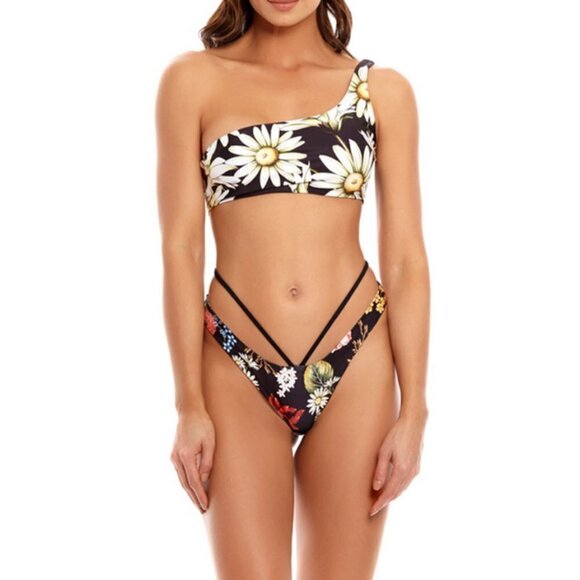 💕AGUA BENDITA💕 Egle Moss Bikini Bottoms ~ Black Floral Print Small S NWT - Picture 7 of 16